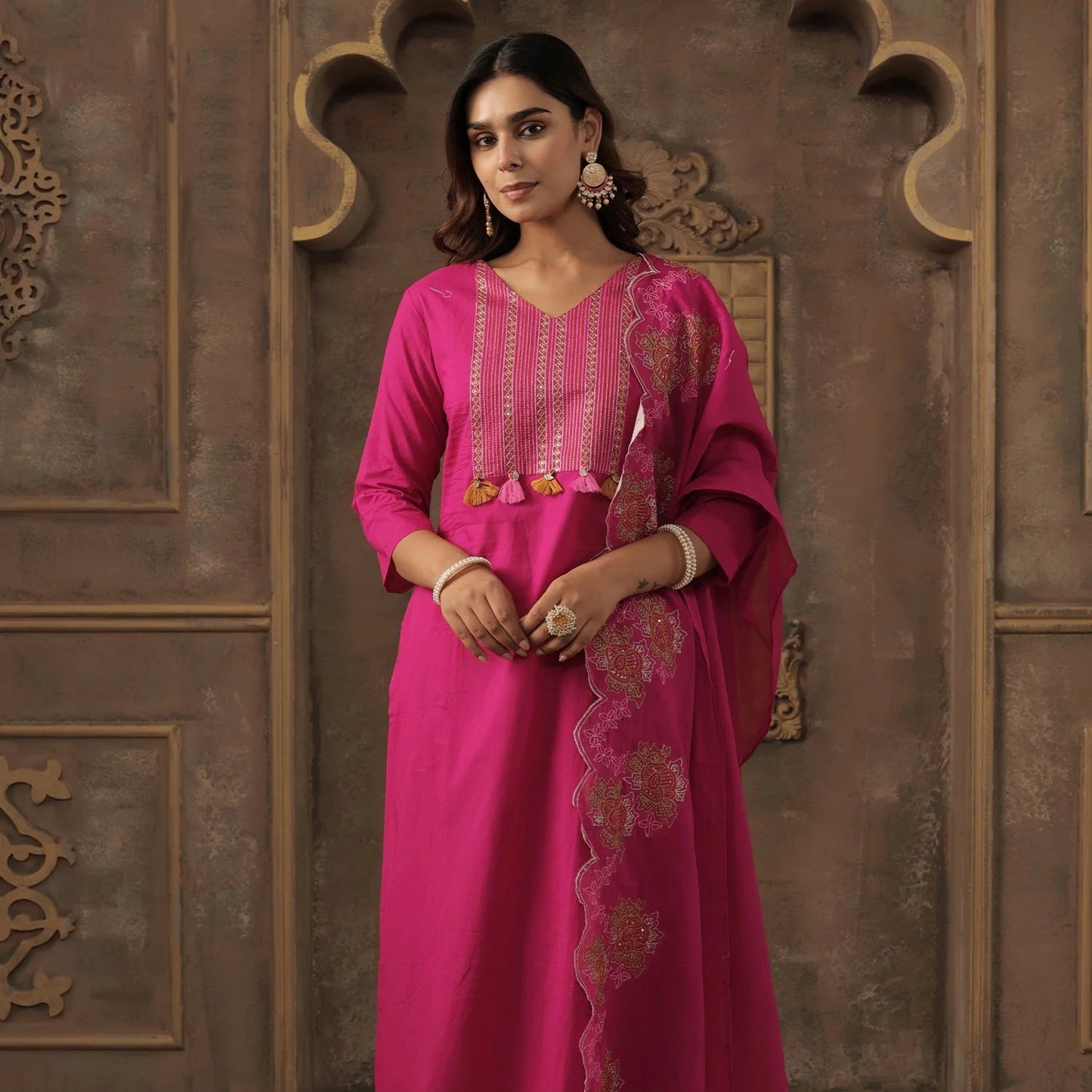 kurta trousers with dupatta set