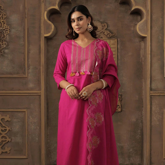 kurta trousers with dupatta set