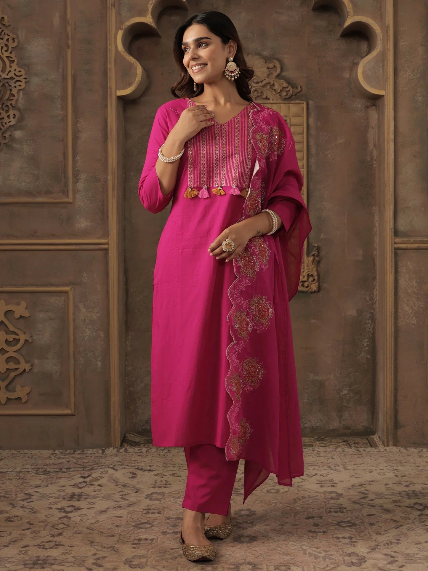kurta trousers with dupatta set